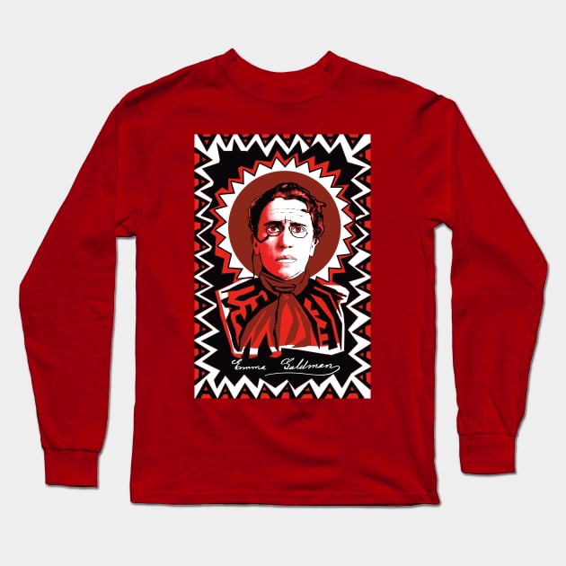 Emma Goldman in Red, Black, and White Long Sleeve T-Shirt by Exile Kings 